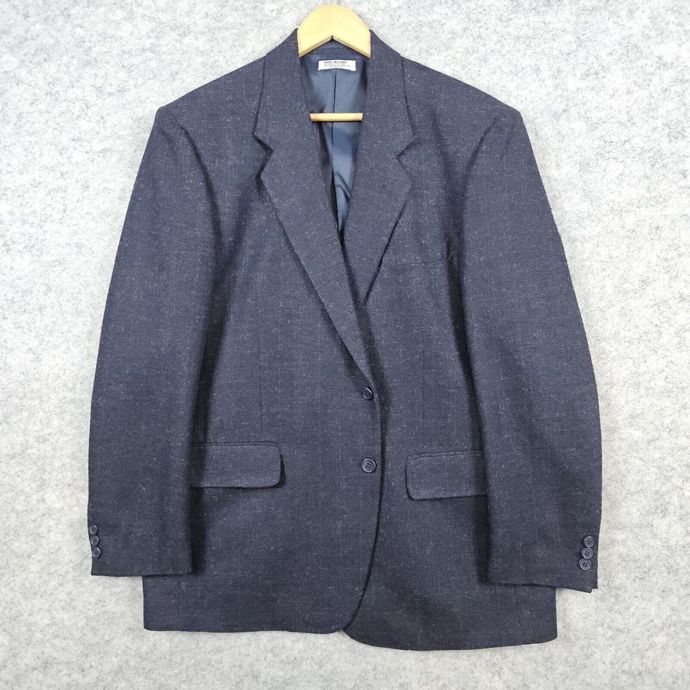 Gino Cappeli Designer Collection Men's Blazer Size R42 Navy Blue‎ Scratchy Wool